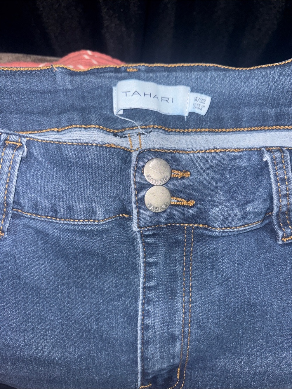 Tahari Dark Indigo High-Rise Double-Button Jeans
